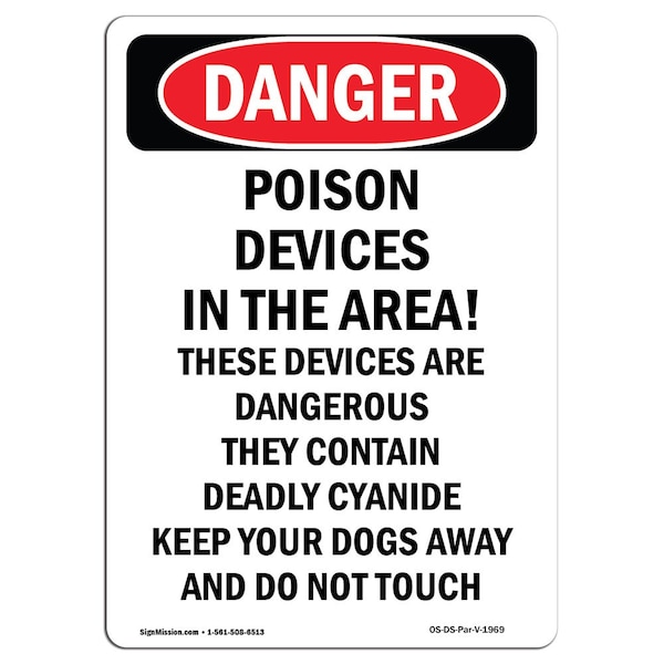 Signmission Safety Sign, OSHA Danger, 10" Height, Rigid Plastic, Poison